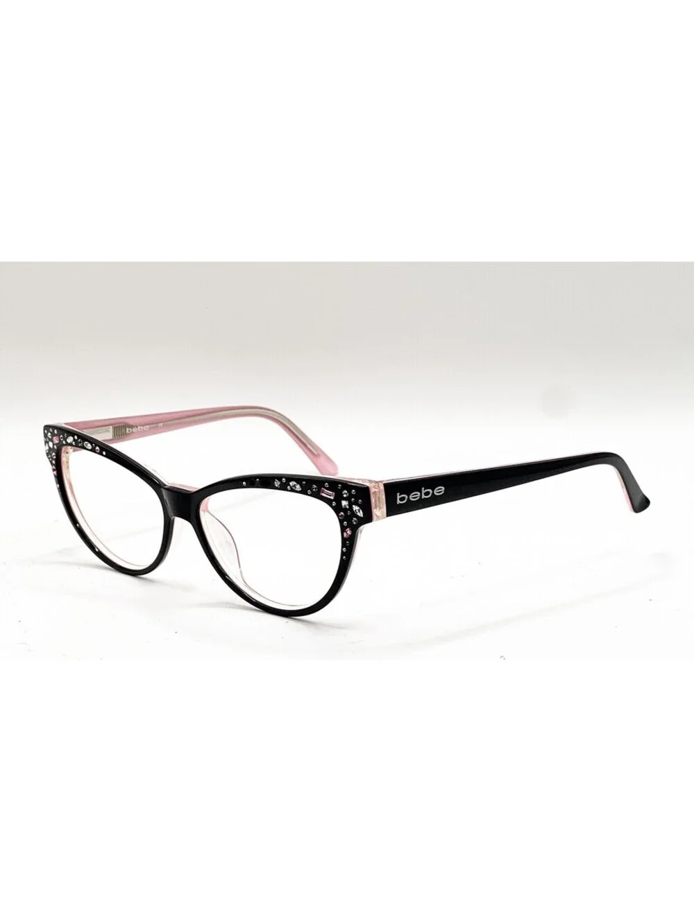 Bebe Bejeweled BB7024 Black Rose Cat Eye Authentic Eyeglass Frames 56-15